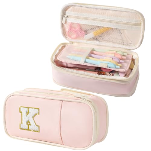 Image of Janhavi Initial Large Capacity Premium Oxford Cute Aesthetic Pencil Case Pouch Bag Special School Supplies Colored Stationery Organizer Gifts for Girls, Women, Adults