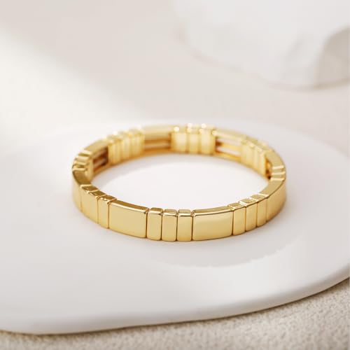 Gold Bracelet for Women 18K Gold Plated Square Bracelet Stretch Elastic Bracelet Fashion Bracelet Jewelry4