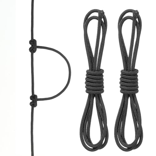 PATIKIL Arco D Loop Cuerda 2 FT, 2 Pack Arco D Loop Cuerda Material de Liberación de Cuerda Nock Anillo de Hebilla para Cuerda de Arco Compuesto, Negro