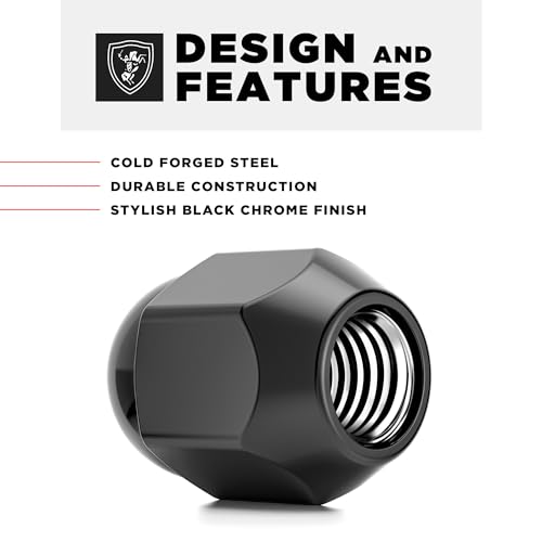 Image of White Knight M12x1.25 Lug Nuts for Select Nissan Frontier, Rogue, Cube, Juke, Leaf, Murano, Quest, Versa and Many More.. Factory Style (Black Chrome) Dome Top Acorn - WN11406BK-20AM (20 Pack)