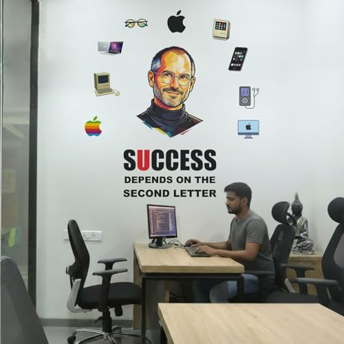 Image of StickMe Success Depends On You - Steve Jobs - Office Inspirational Motivational Quotes Decor Wall Sticker (Multi Colour, Vinyl) (Large - 120 x 120 cm)