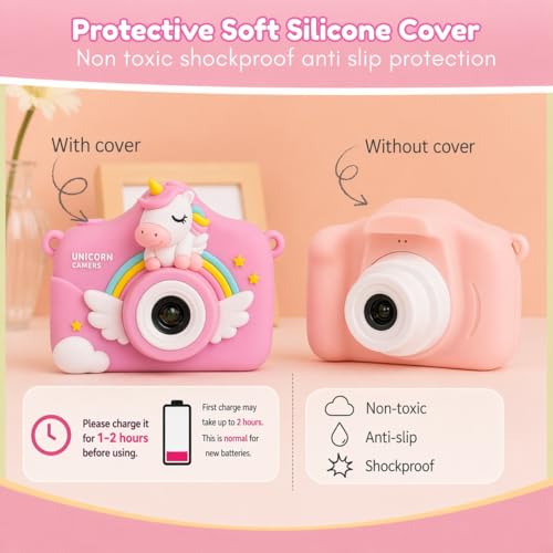 Image of Toy Imagine Kids Digital Camera 48 MP Photos & 1080p Video 2 Screen, USB Rechargeable & Portable Fun Mini Toy Camera for Boys & Girls Age 3-10 Educational Birthday Gift (Unicorn) SD Card Not Included