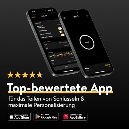 Nuki Smart Lock Pro mit Bluetooth, WLAN & Matter, für mühelose Integration ins Smart Home, elektronisches Türschloss ermöglicht Tür aus der Ferne zu sperren, einfach zum Nachrüsten ohne Zylindertausch