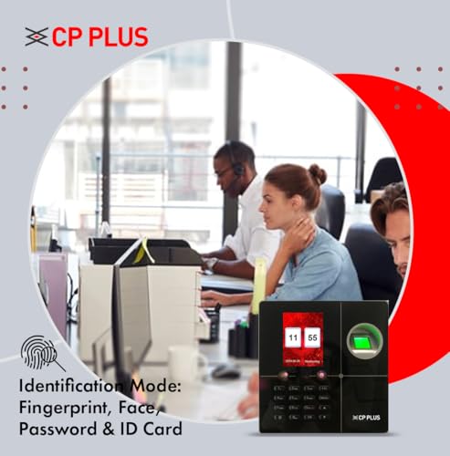 Image of CP PLUS Face & Fingerprint Time and Attendance Machine | Biometric System with ID Card & Password Access | Built-in Battery | Fast Recognition ≤1s | 1000 Face & 10000 Finger | CP-VTA-M1143