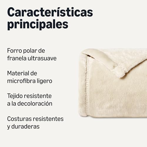 Miniatura 2 de Amazon Basics Manta de Polar Suave y Mullida, Cálida, No Térmica para Sofá, 127cm x 152cm, Beige | Manta Suave, Mullida y Cálida para Sofá y Sillón