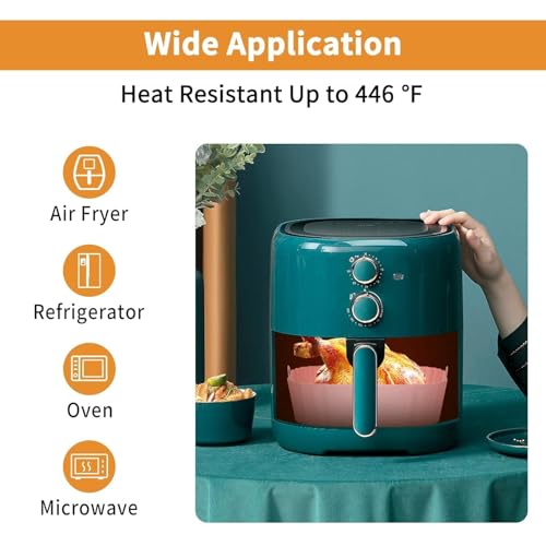 Image of 2 PCS Square Silicone Air Fryer Liners with 1 Pair of Oven Mitts, 1 Basting Brush and a 1 Tongs, Reusable Silicone Molds Air Fryer Accessories, Oil Brush, Replacement of Parchment Paper (Malti Combo)