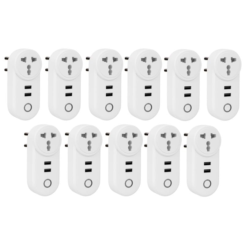 Anvith Technology Solutions 16A WiFi + Bluetooth Smart Plug | Energy Monitoring | Compatible with Alexa & Google Assistant | Voice Control | Ideal for ACs, Geysers, Water Pumps |Pack of 3