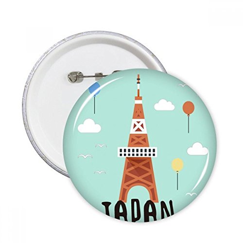 Badge rond Tokyo style voyage japonais de 5 pièces XL multicolores