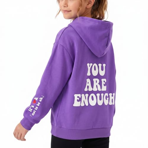 Image of WELAKEN Cotton Hoodie Sweatshirt for Girls Kids & Teens Long Sleeve Pullover with Kangaroo Pocket