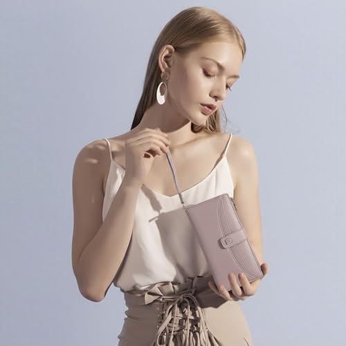 Image of Womens Wallet Bifold Long Card Holder Vegan Leather with Zipper Pocket