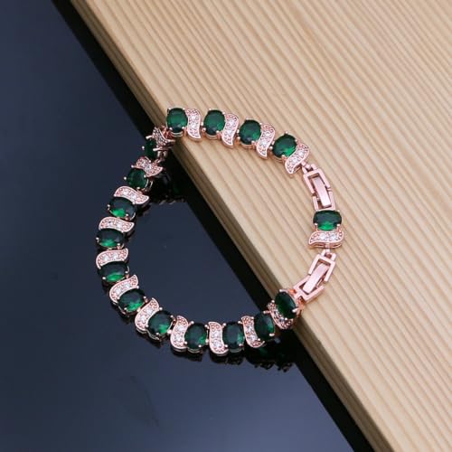 Image of LMXXVJ Fashion Tennis Bracelet Created Emerald White Gold Plated Charm Bracelet Gifts Jewelry for Women