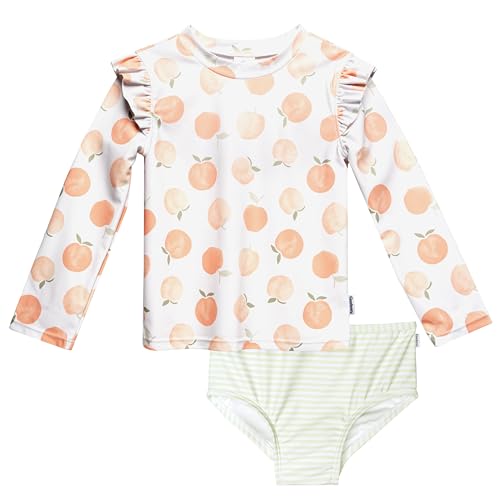Gerber Baby and Toddler Girls Long Sleeve Swimsuit, Peaches, 12 Months - image 1