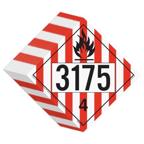 J. J. Keller & Associates, Inc. 3175 Hazmat Placard Division 4.1 Flammable Solid, UN 3175 DOT Compliant, Hazmat Shipping Label, 10.75