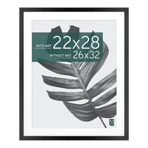 MCS Studio Gallery 26x32 Matted Poster Frame with 22x28 Picture Display, Black Woodgrain Vertical & Horizontal Wall Hanging Large Picture Frame for Photos, Posters & Art Prints (1-Pack)