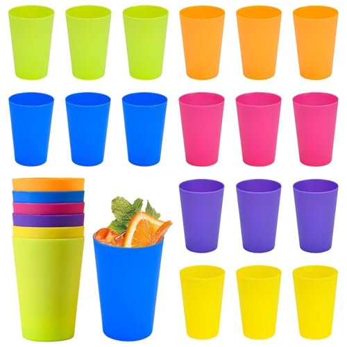Ricofot Gobelet Plastique, 30 Pièces Gobelets Plastique, 6 Couleurs Gobelet Plastique Reutilisable, 260 ml Gobelets Réutilisables, Gobelet Reutilisable...