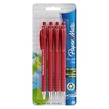 Paper Mate FlexGrip Ultra Retractable Ball Point Pen, 1.0mm, Medium Point, Red Ink, 4-Count