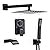 Ameletai Shower Faucet Set, Black shower system with Square Rainfall Shower head, Handheld Wall Mounted Showerhead and Waterfall Tub Spout, 10 Inch, Metal Shower Faucet Trim Repair Kits