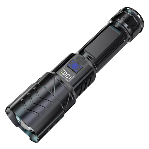 1000000 Lumens LED High Powerful Flashlight, Super Bright USB Rechargeable Torch, 5 Lighting Modes, with Digital Display Zoomable IPX4 Waterproof Handheld Torch for Camping Hiking Emergencies