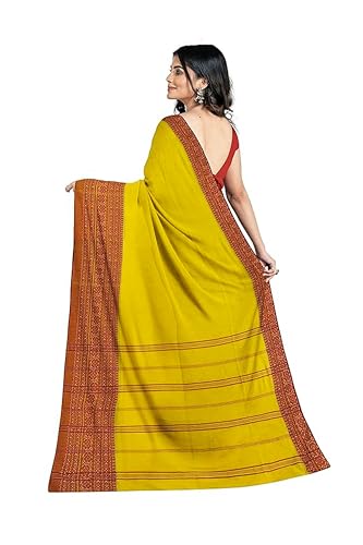 Image of eC ESHA'S COLLECTION Women's Cotton Blend Begumpuri Handloom Saree With Unstitched Running Blouse Piece