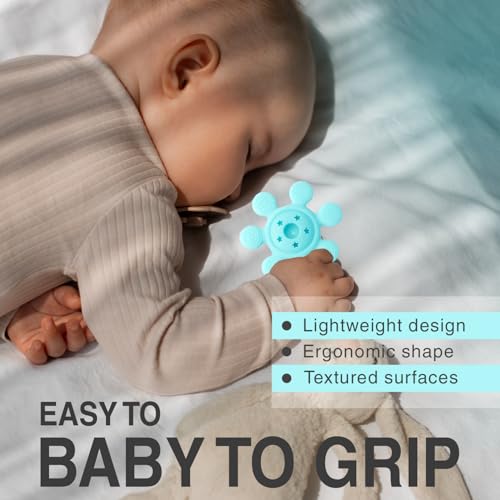 Image of Silicone Baby Teether & Rattle Toy - Soft & Safe for Infants, BPA-Free, Multi-Texture Design for Teething Relief & Early Development (Blue)
