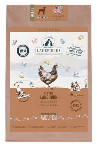 Lakefields Classic Trockenfutter für Welpen | Huhn 60% | 2,5kg | Getreidefreies Welpenfutter trocken | Natürliche Zutaten in Lebensmittelqualität | Fenchel, Karotten & Kartoffeln | Schonend gebacken