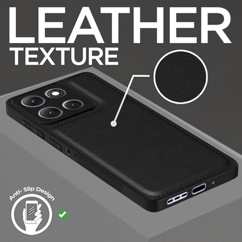 Image of Outlouders Back Cover for Motorola Moto G86 Power 5G | Full Camera Protection | Super Soft-Touch | Raised Edges | Flexible Pu Leather | Bumper Case (Black)