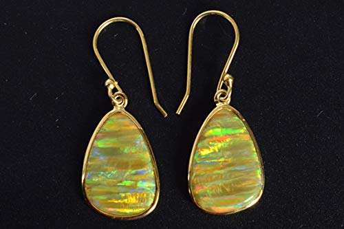 Boucles d'oreilles opale de feu argent hypoallergénique