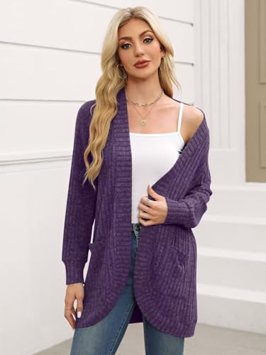 Image of BELAROI Women Plus Size Cardigan Sweater Fall Outfit | Open front long cardigan, lightweight sweater, versatile layering tops for fall winter, daily wear, outdoor, office clothes