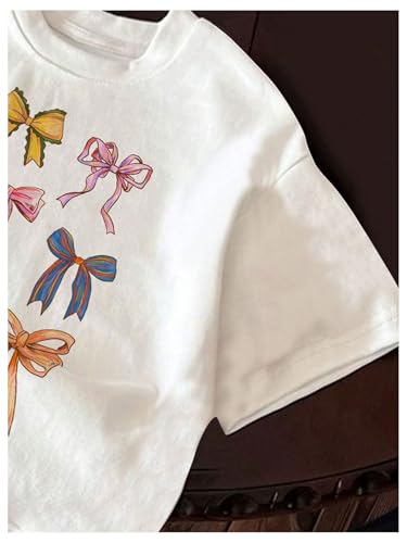 SOLY HUX Girl's Summer T Shirts Graphic Tees Short Sleeve Bows Printed Cute Tee Tops4
