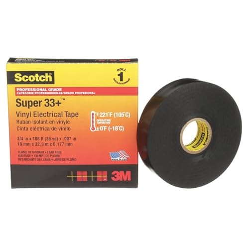 Image of 3M Scotch Super 33+ Electrical Tape - 3 /4 in x 36 yds, Black, 1 Roll