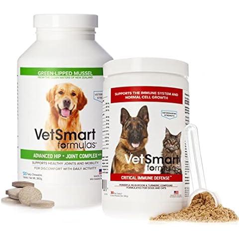VetSmart Formulas Advanced Hip and Joint Complex with MSM for Dogs Bundled with Critical Immune Defense Cover