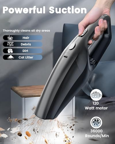SERVOMASTER Handheld Vacuum Cleaner Cordless, Mini Vacuum Cleaner Rechargeable, 120W High Power Vacuum Cleaner with Extra HEPA Filter, Portable Vacuum Cleaner for Car Home Cleaning - 1