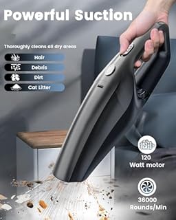 SERVOMASTER Handheld Vacuum Cleaner, Powerful Suction Car Vacuum Cleaner, Rechargeable Hand Held Vacuum Cordless with Washable HEPA Filter for Car, Home, Office, Pet Hair, Black