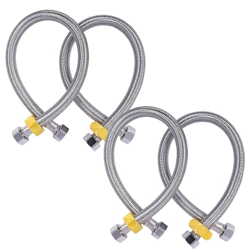 Image of Konvio Neer Heavy Duty Stainless Steel Connection Pipe for Water Heater Geyser and Wash Basin (Set of 2) | 1 Year Warranty | Flexible, Strong Build for Long-Lasting Use | 24 Inch, Silver