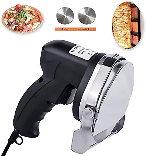 NJTFHU Handheld Gyros Knife Electric Kebab Slicer Shawarma Cutter 60KG Slicing Capacity with 2 Blades 110V for Home or Restaurant