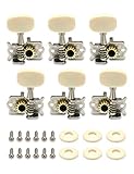 Metallor Guitar Machine Heads Tuning Pegs Tuners for Classical Acoustic Folk Guitar Individual Double Hole Chrome 3L 3R. (B104)