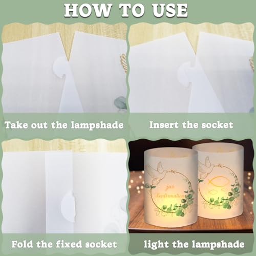 12 Windlicht Tischdeko, Konfirmation Deko Junge Mädchen Eukalyptus Grün, Konfirmation Gastgeschenke Geschenke, Konfirmationsdeko Set, Konfirmationsgeschenke Jungen Mädchen, für Teelichter oder Kerzen