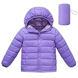 Lovekider Girls Hoodies Puffer Jackets Coat Size 6-7 Purple Lightweight Jacket Windpoof Packable Recreation Warm Track Coats for School Party