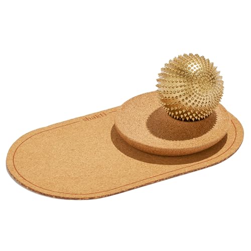 ShaktiMat Wonderball Acupressure Massage Ball Cast in Brass with Natural Cork Rolling Mat & Stand Included | Activate Trigger Points Like Acupuncture to Relieve Tension and Stress and Help Relax