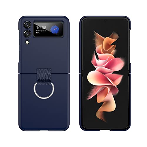 Coque Samsung Galaxy Z Flip 3 5G antichoc avec anneau rigide bleu foncé