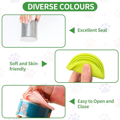 FIHODONE 3 Stück Katzenfutter Löffel Lang, mit 3 Dosendeckel Wiederverwendbare, 16cm Futterlöffel Katze Dosenlöffel Tierfutterlöffel Silikon, Deckel für Dosen für Cat Hund Tiernassfutter Futterdose