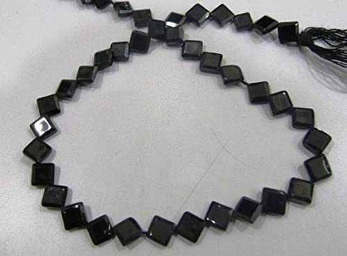 LKBEADS Naturalny czarny spinelowy kwadratowy kształt fasetowane koraliki 5 do 7 mm, żyłki 33 cm długości