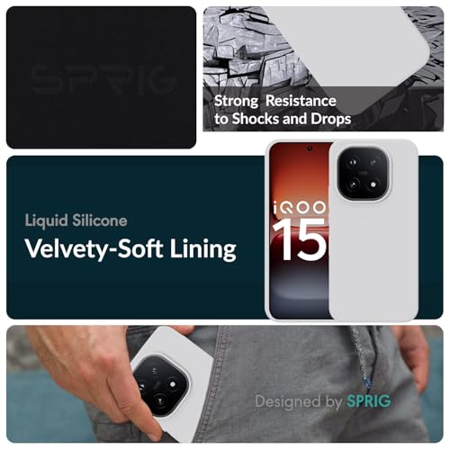 Image of SPRIG Compatible with IQOO 15 5G SilkTone Silicone Back Cover Drop Tested Shock Proof Mobile Case for Men, Women, Boys and Girls with Camera Protection (White)