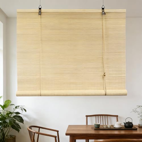 Estor de Bambú Enrollable 65 x 125 cm para Dar Sombra Protección Solar O Escurecer Persiana Bambú Exterior para Puertas y Ventanas Personalizable, A