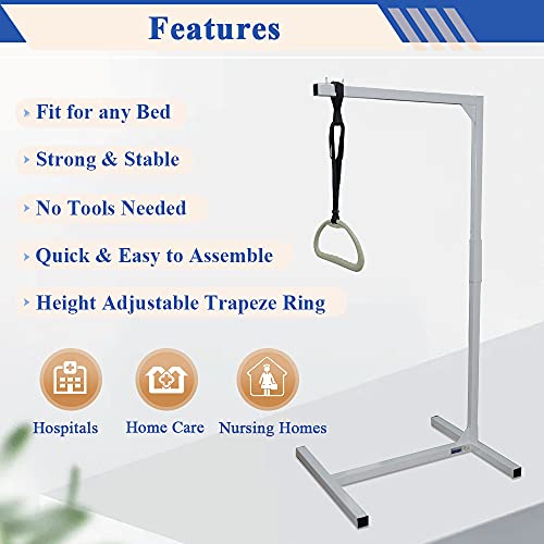 AOSSA Trapeze Bar for Bed with Floor Stand – Medical Bed Trapeze for Elderly, Bed Lift & Stand Assist Aid for Seniors, Hospital Mobility Support (White) by AOSSA - Image 5