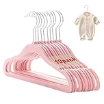 Baby Velvet Hanger 10Pcs, Non-Slip Kids Coat Hangers, Ultra-Slim Space Saving Toddler Children's Hangers for Clothes, Durable Sturdy Baby Clothes Hanger for Coat, Jackets & Clothes 11 inches (Pink)