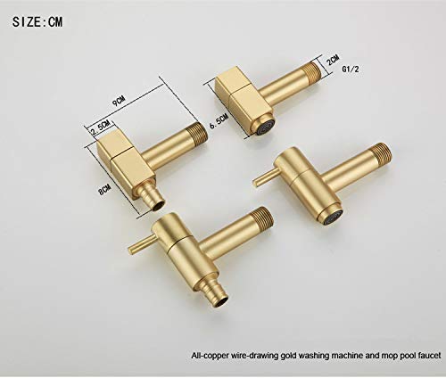 TYKHGFS Grifo de Pared de latón Macizo de Oro Cepillado: Grifo de Entrada de 1/2" y Salida de 3/4" para Lavadora y jardín al Aire Libre (Estilo 2)