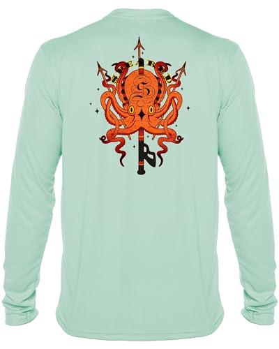 Spearfishing UV T-Shirt: UPF 50+ Long Sleeve Men’s Sun Protection, Quick Dry Rash Guard Tee for Scuba Diving, Fishing, Swim