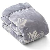 昭和西川 毛布 シングル 二枚合わせ 冬用 秋用 衿付き 厚手 ボリュームタイプ マイヤー毛布 約2.8kg リリー グレー