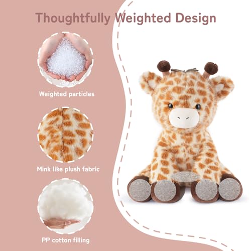 Image of Niuniu Daddy Weighted Stuffed Animals, 14 in 3.5 lbs, Giraffe Calming Plush | Heavy sensory lap pad, lying body pillow for sleeping, machine wash, huggable gift for kids and adults